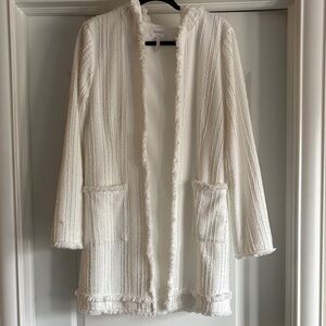 Laundry By Shelli Segal Cream Textured Open-Front Cardigan